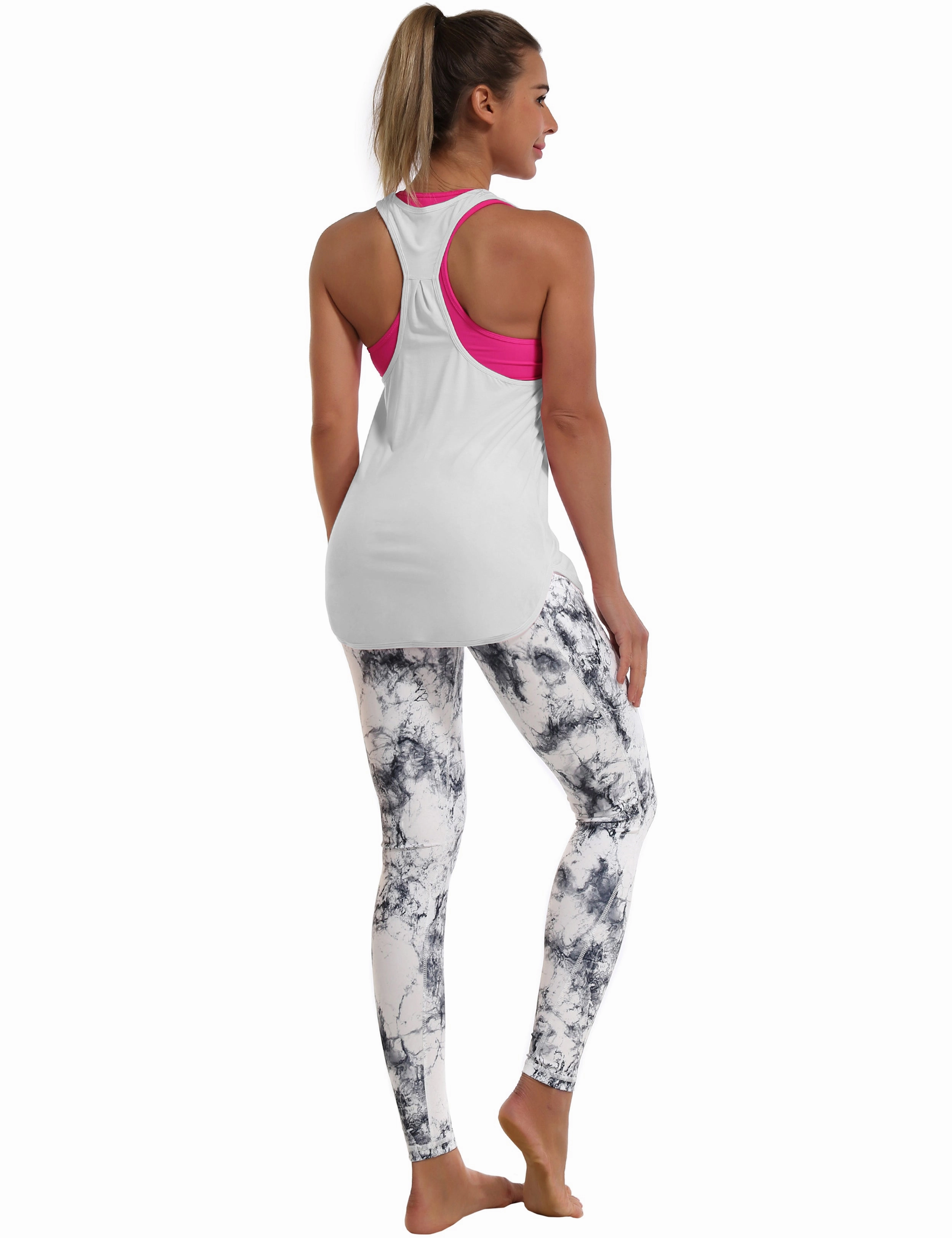 Loose Fit Racerback Tank Top lightgray_Plus Size