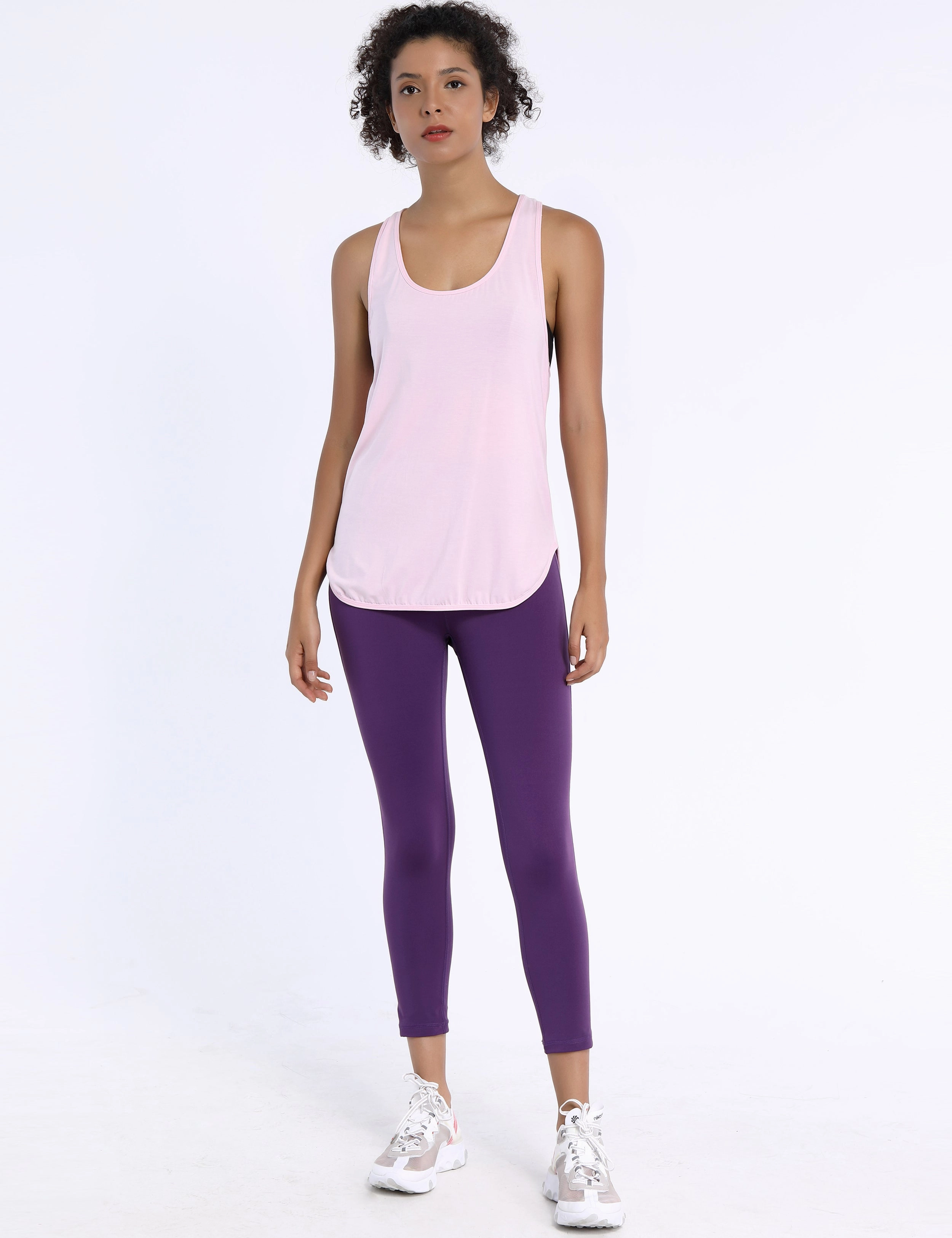 Loose Fit Racerback Tank Top lightpink_Running