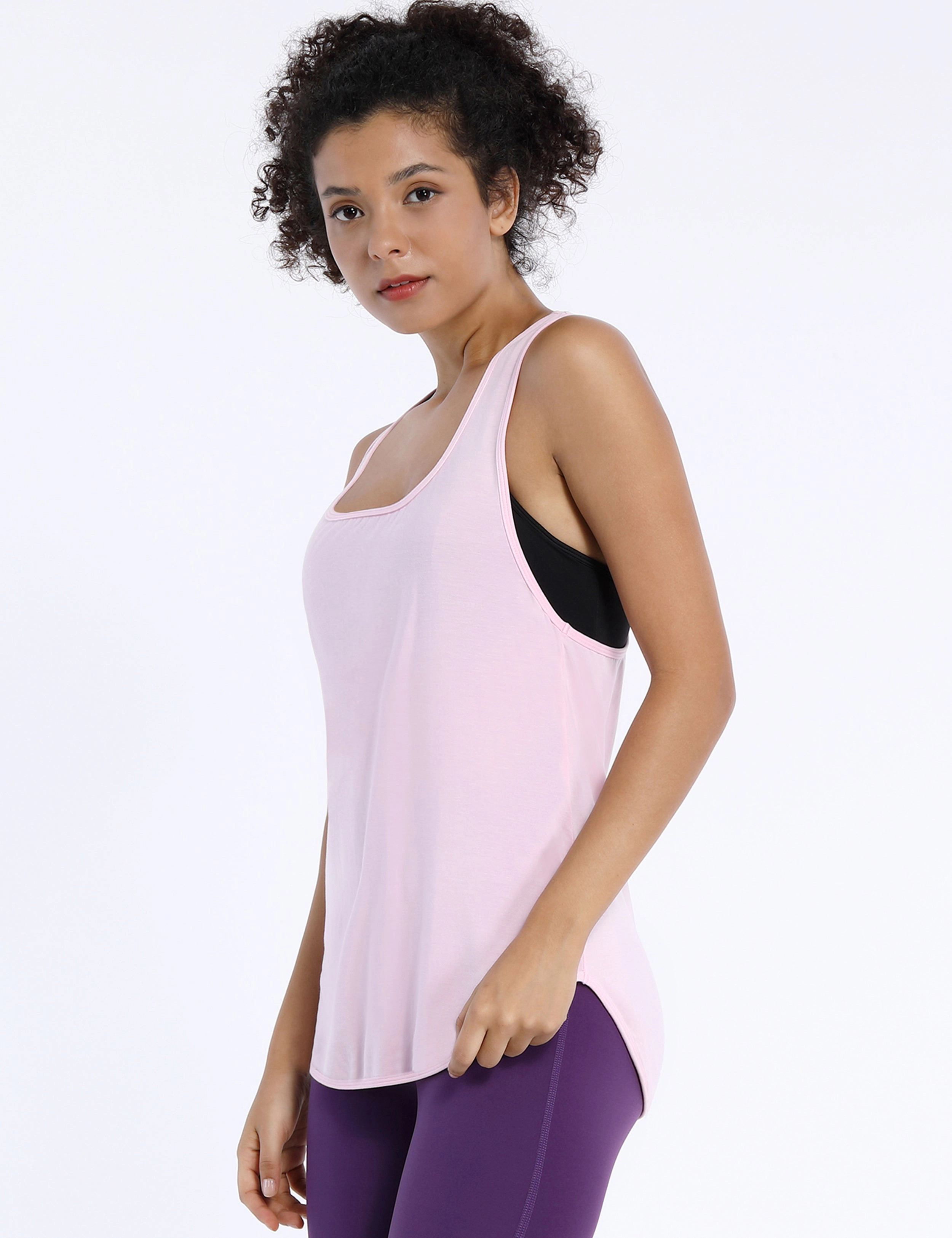 Loose Fit Racerback Tank Top lightpink_Running
