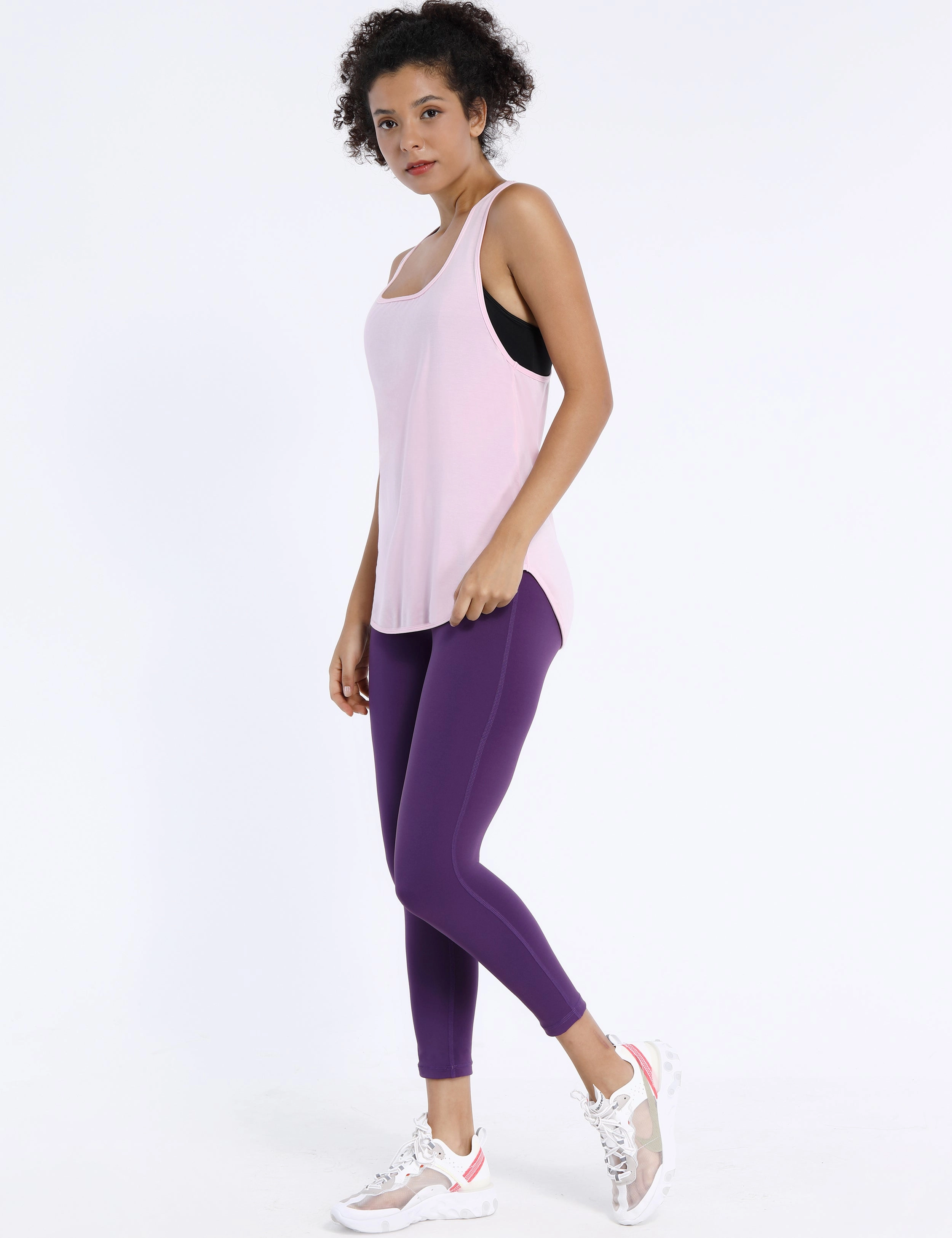 Loose Fit Racerback Tank Top lightpink_Running