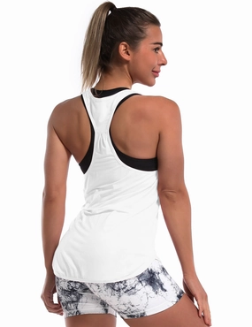 Loose Fit Racerback Tank Top white_Jogging