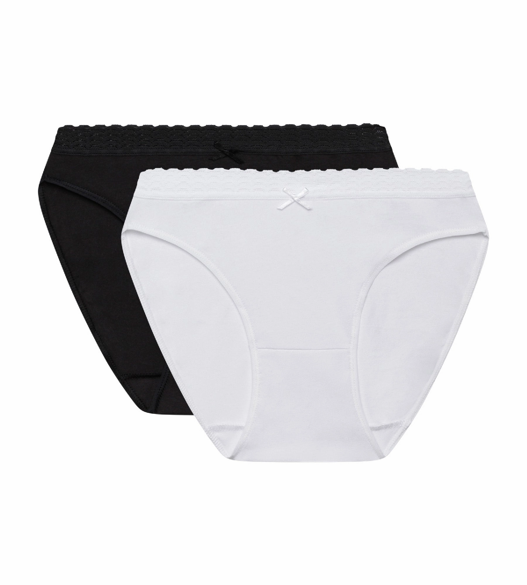 Lot de 2 culottes pour Femme noir et blanc DIM Fashion