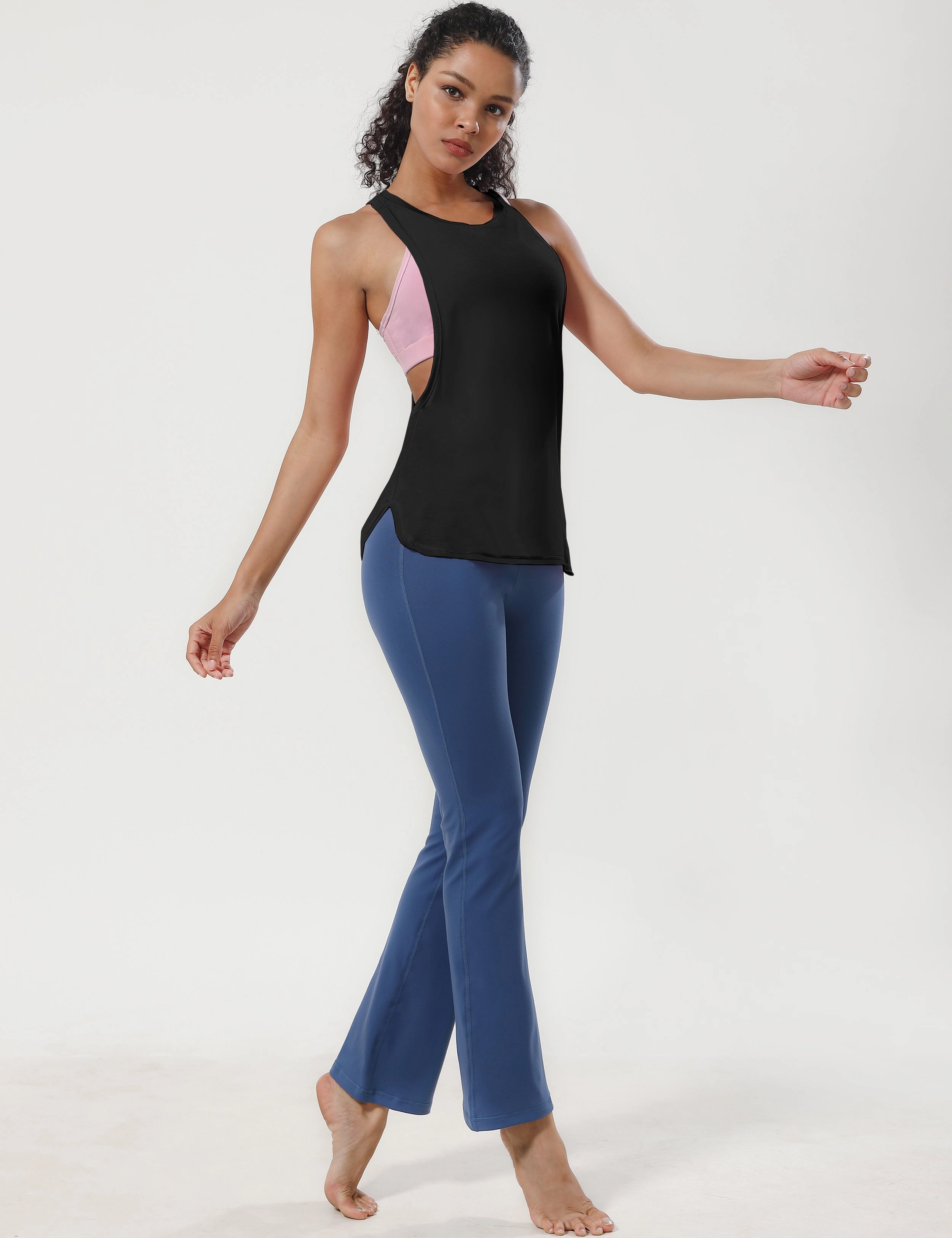 Low Cut Loose Fit Tank Top black ins_Pilates