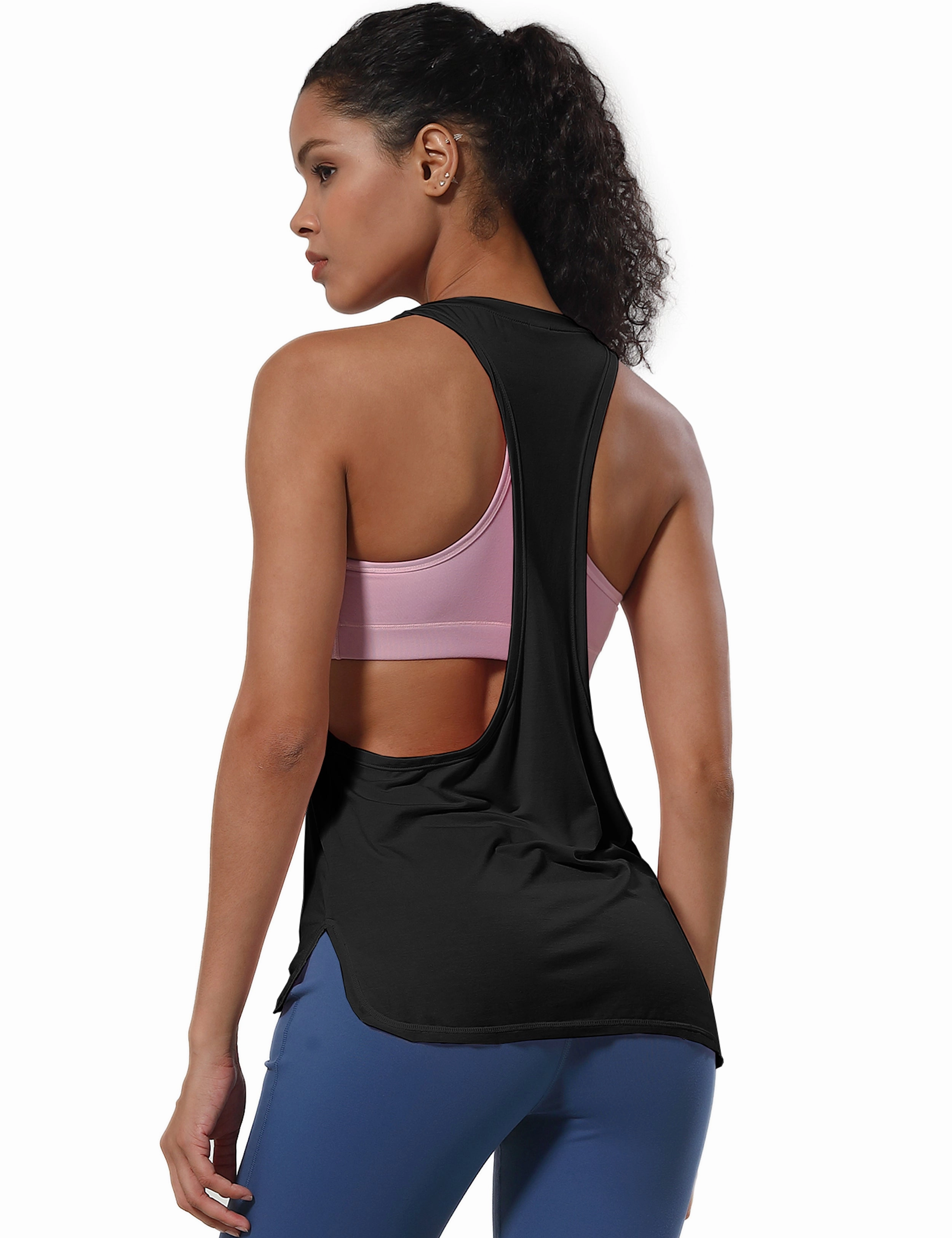 Low Cut Loose Fit Tank Top black ins_Pilates