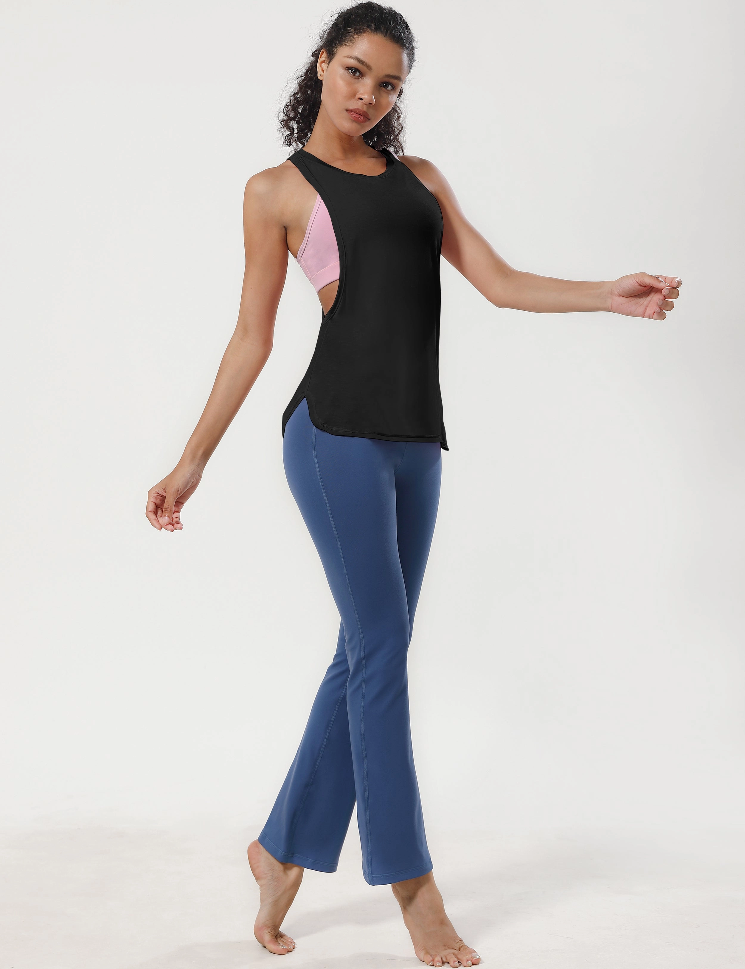 Low Cut Loose Fit Tank Top black_Tall Size