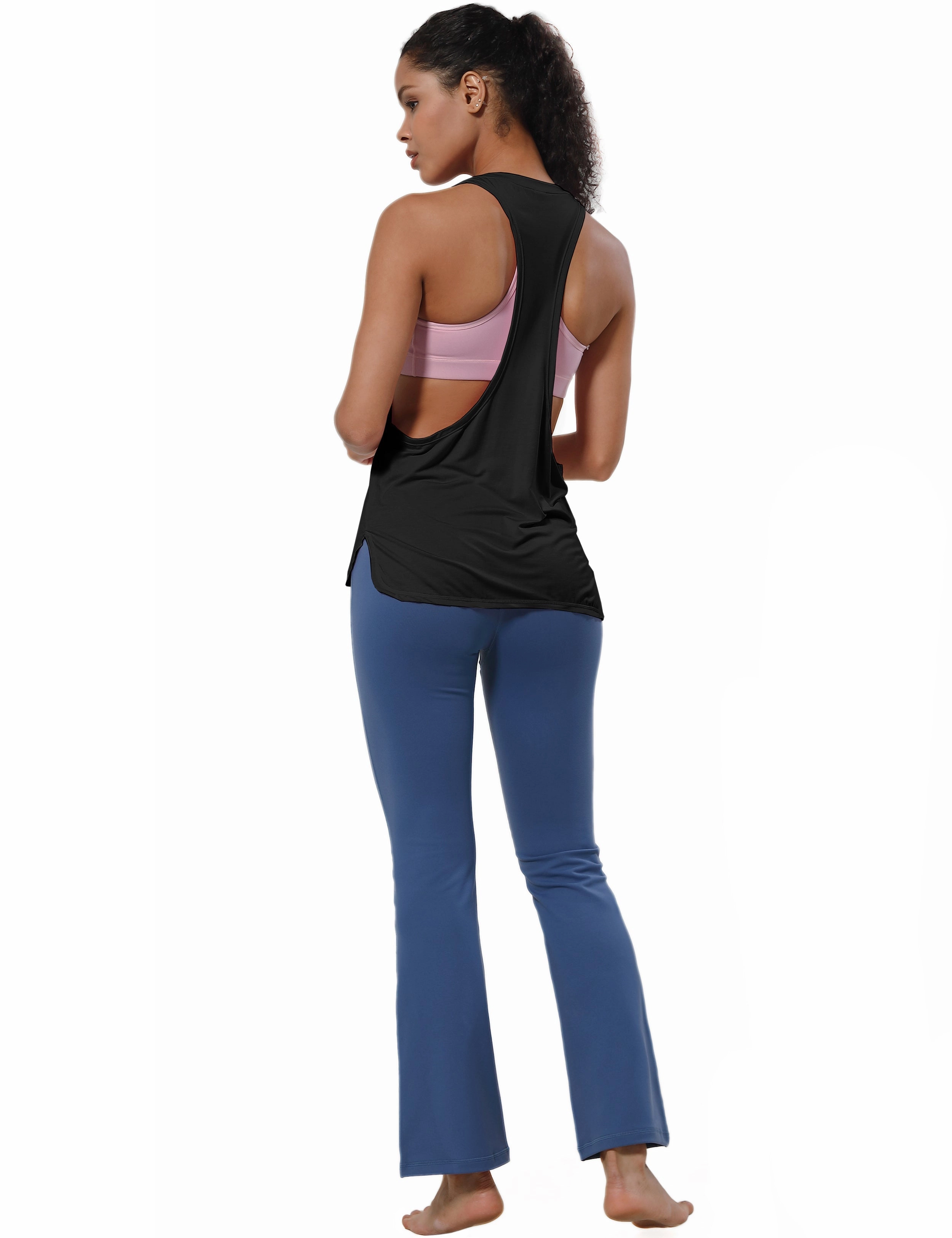 Low Cut Loose Fit Tank Top black_Tall Size