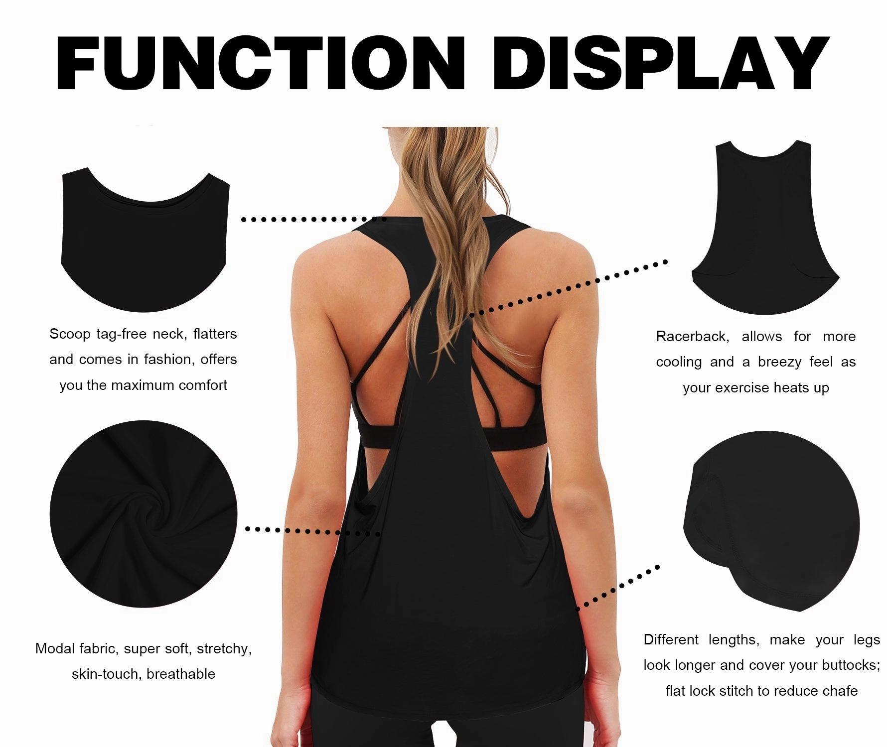 Low Cut Loose Fit Tank Top black_Tall Size