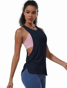 Low Cut Loose Fit Tank Top darknavy_Jogging