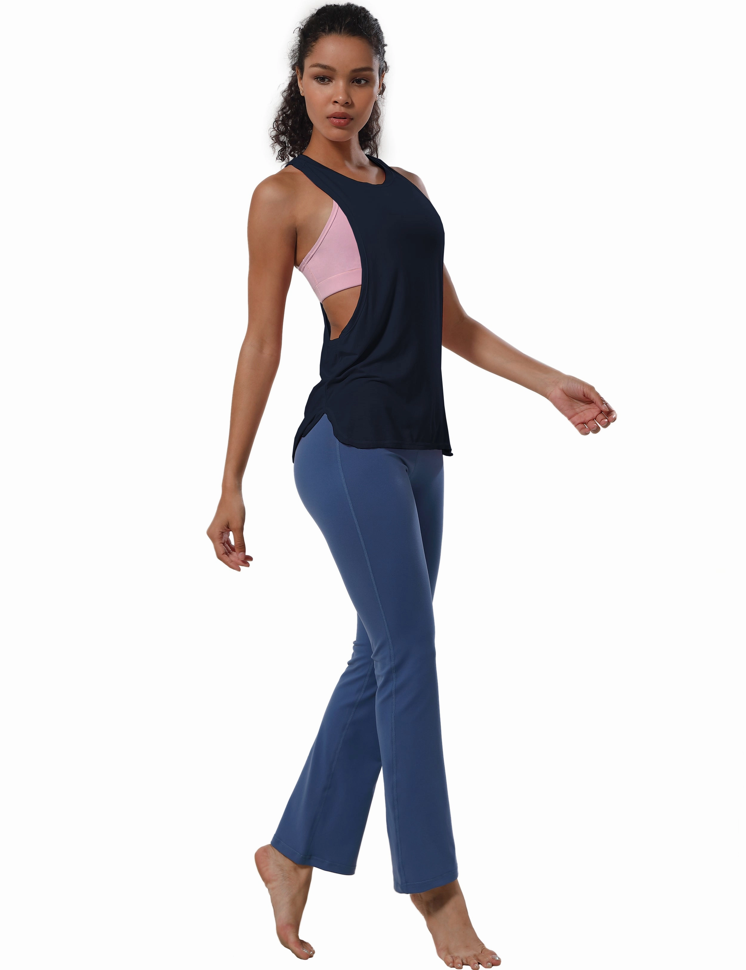 Low Cut Loose Fit Tank Top darknavy_Jogging