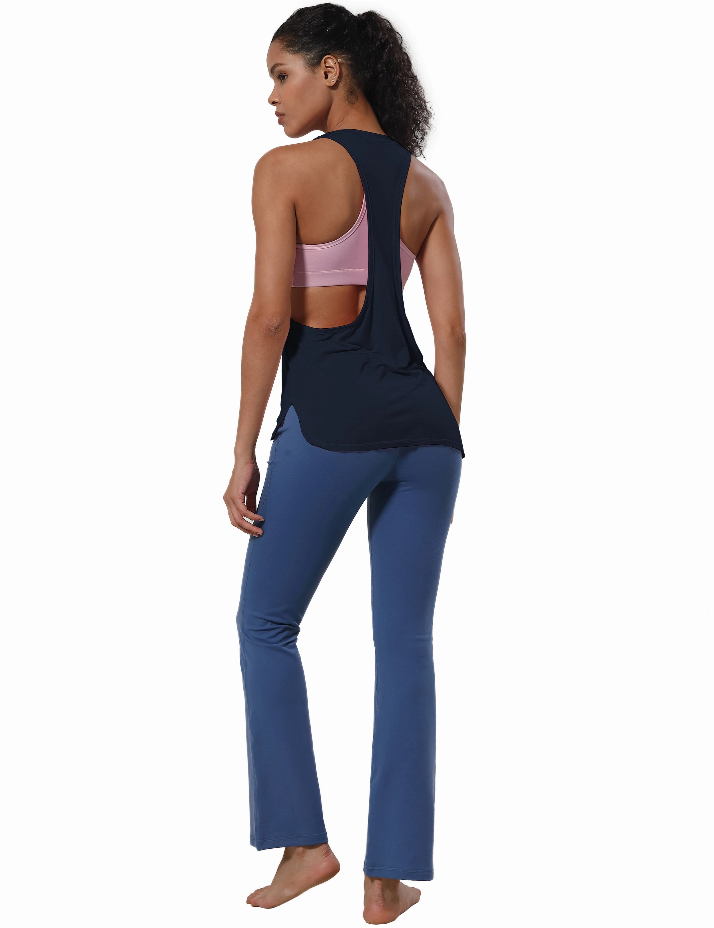 Low Cut Loose Fit Tank Top darknavy_Jogging