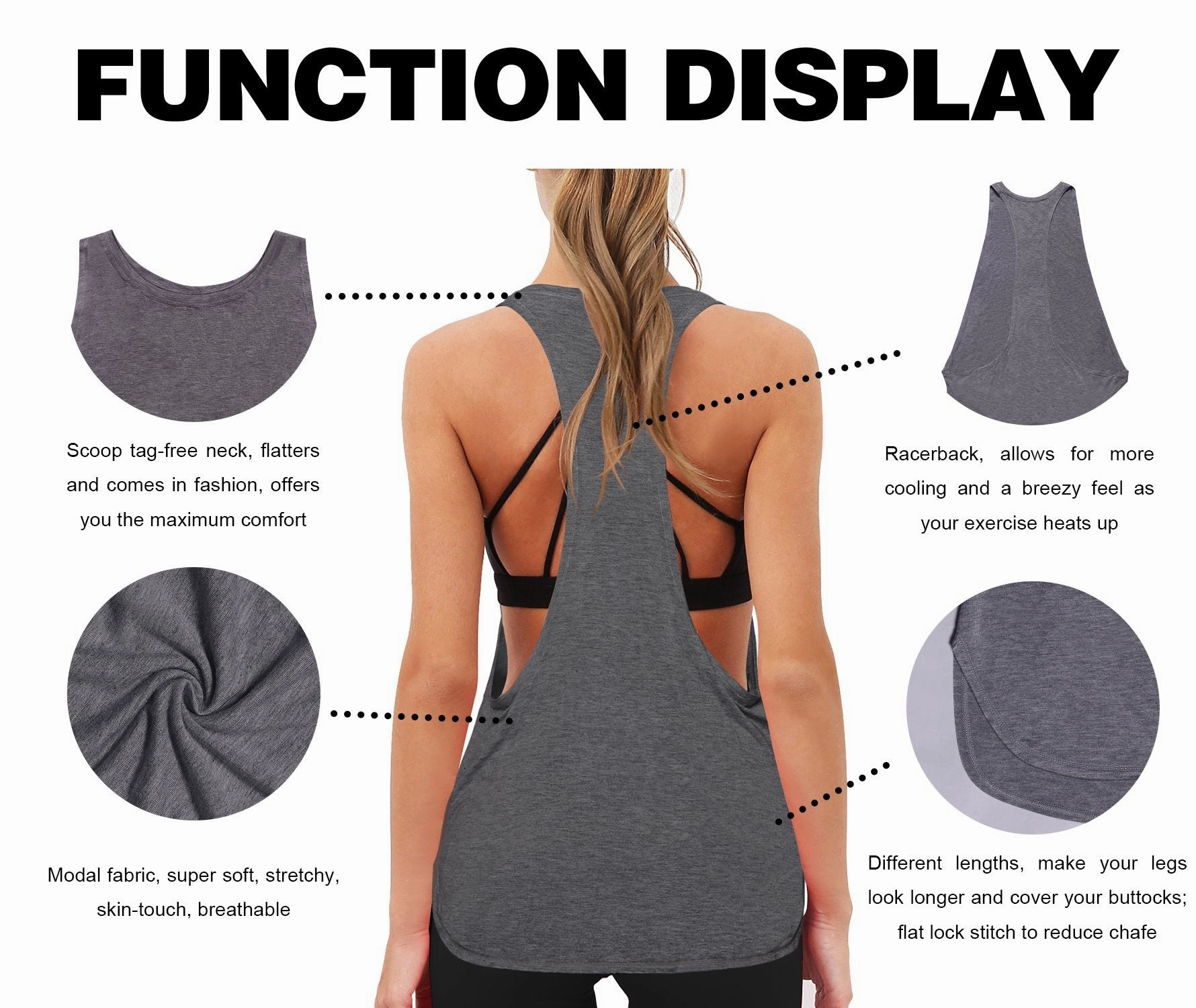 Low Cut Loose Fit Tank Top heathercharcoal ins_Gym