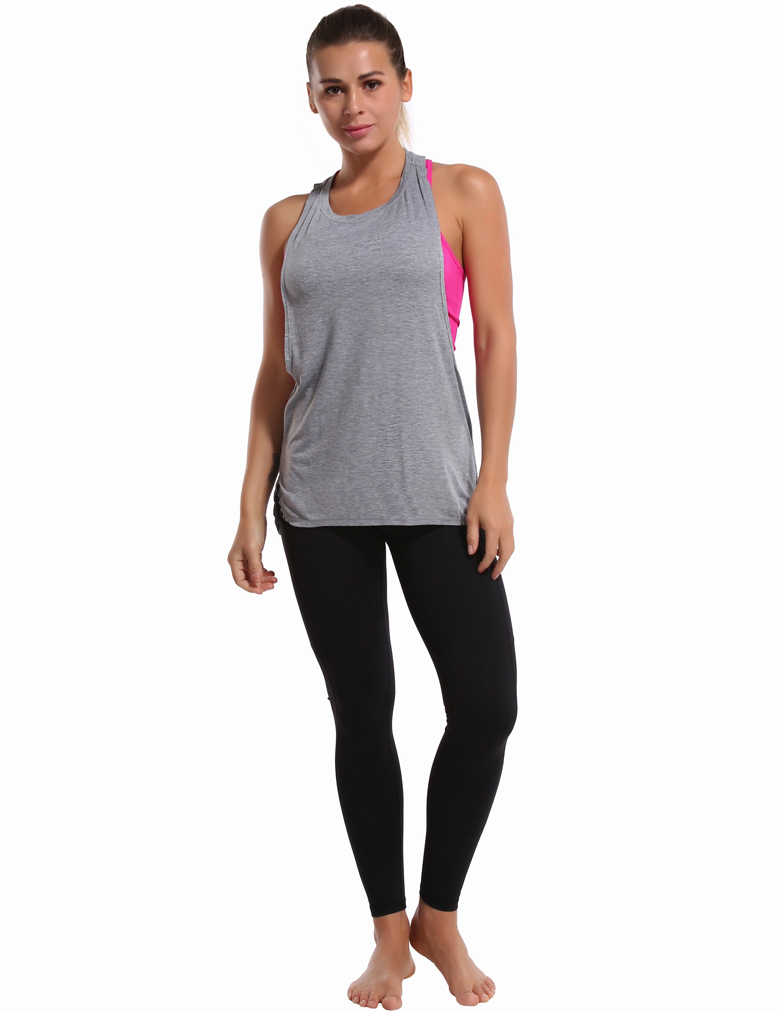 Low Cut Loose Fit Tank Top heathergray_Biking