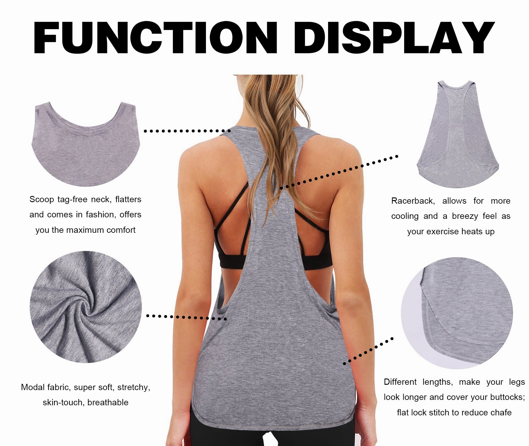 Low Cut Loose Fit Tank Top heathergray_Running