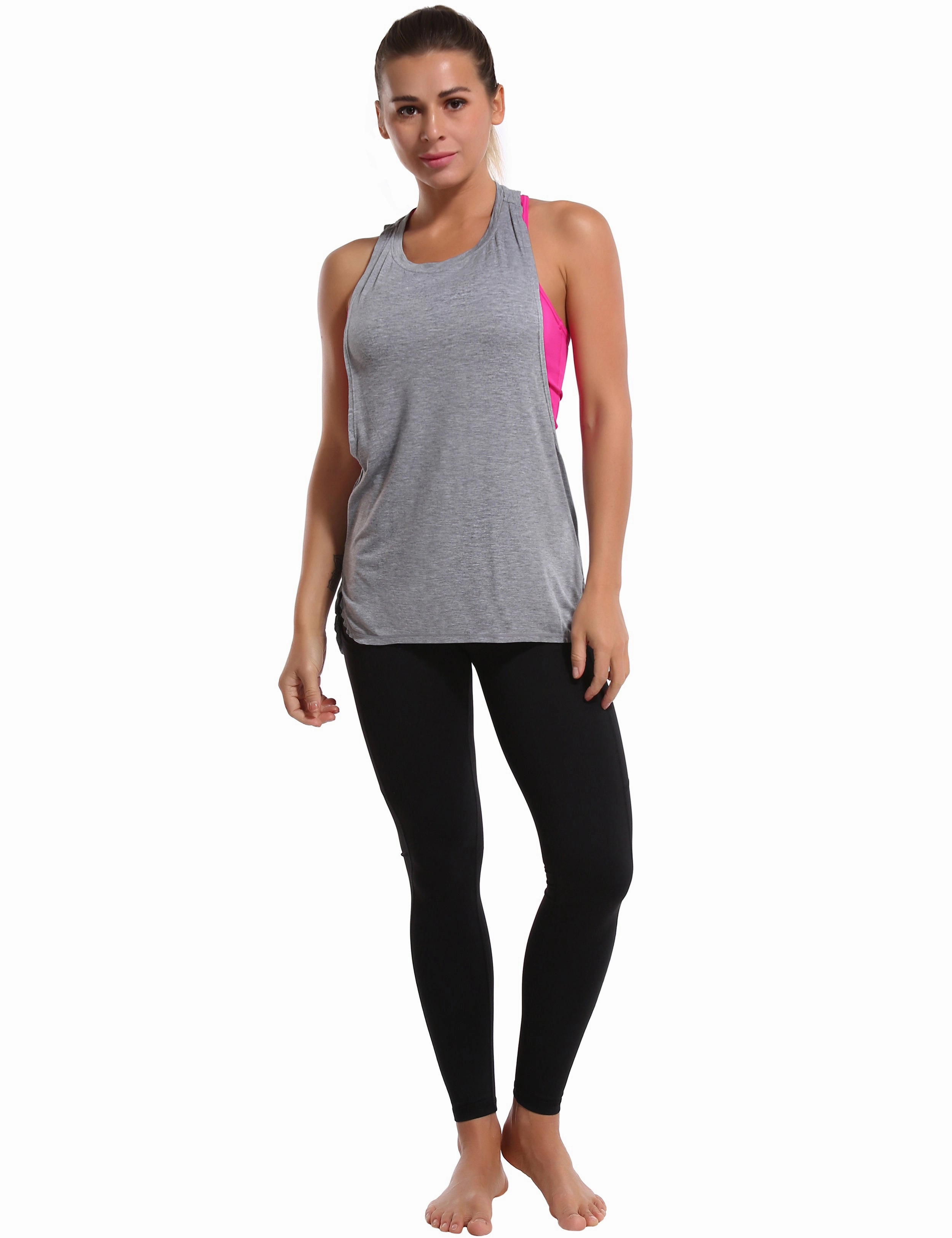 Low Cut Loose Fit Tank Top heathergray_Running