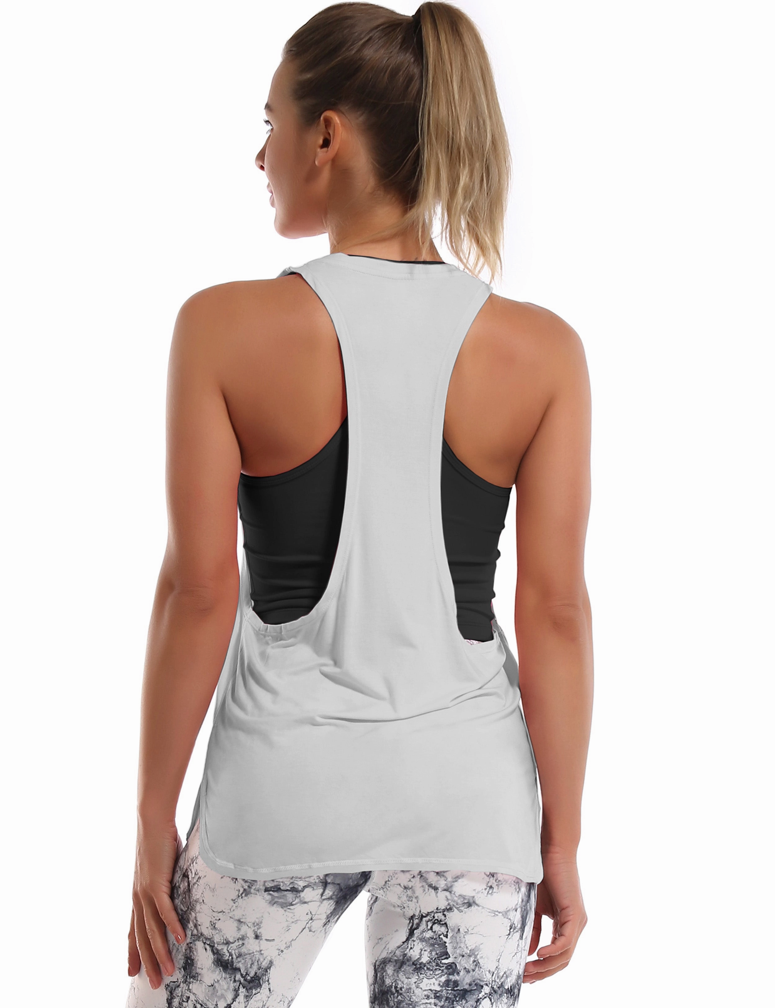 Low Cut Loose Fit Tank Top lightgray_yoga