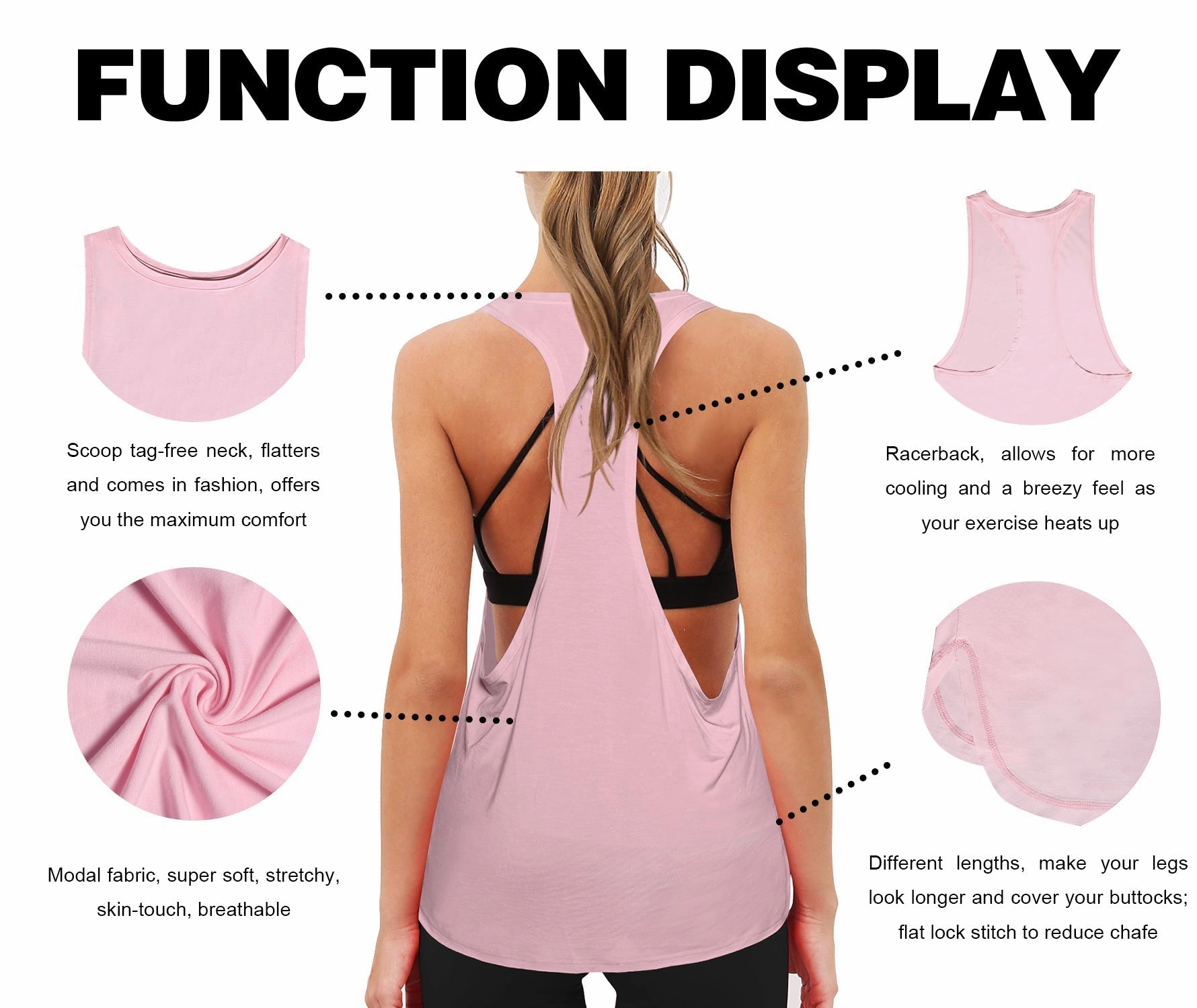 Low Cut Loose Fit Tank Top lightpink_yogastudio