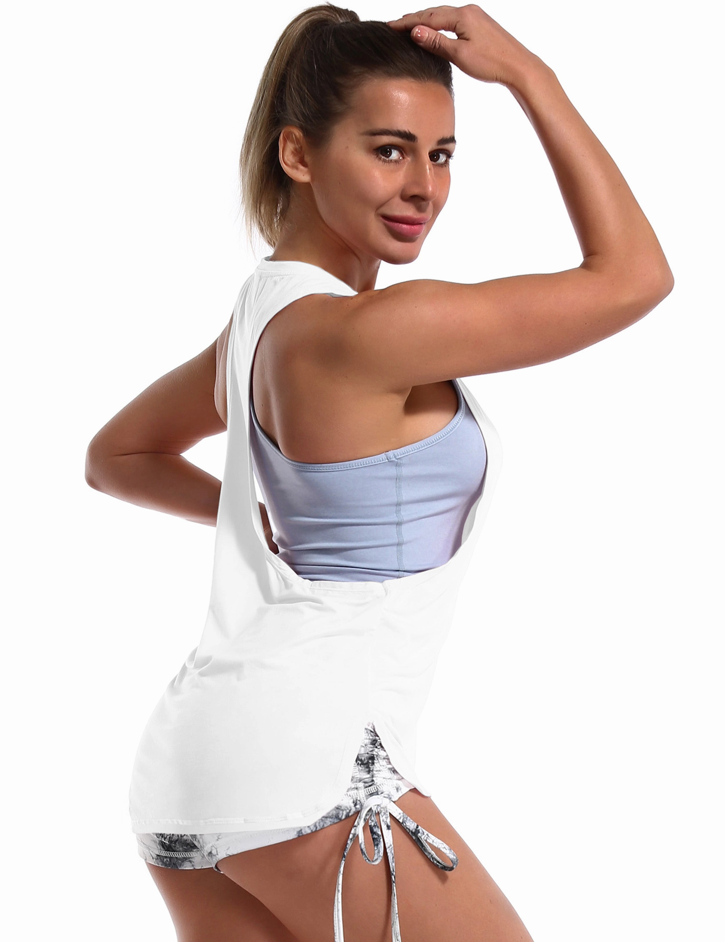 Low Cut Loose Fit Tank Top white_Jogging