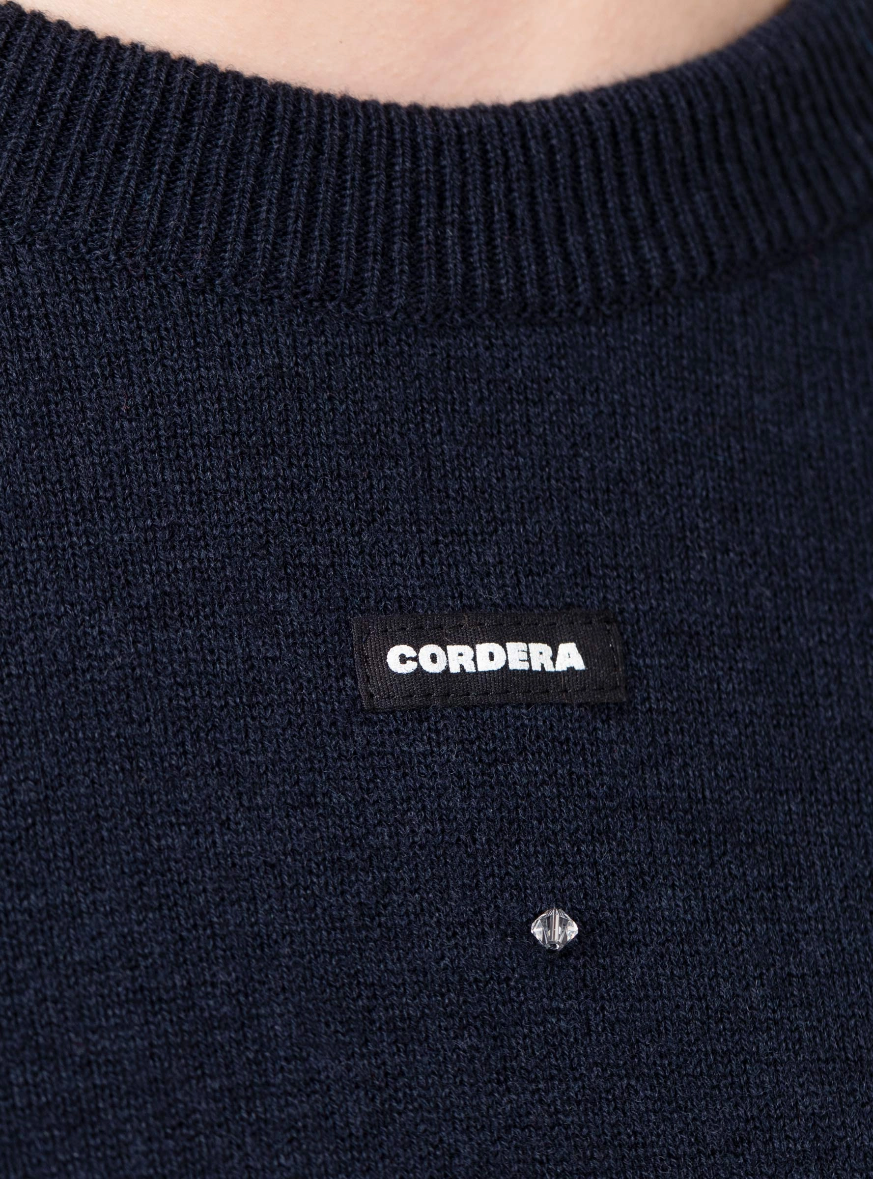 Merino Wool Beaded T-Shirt Navy