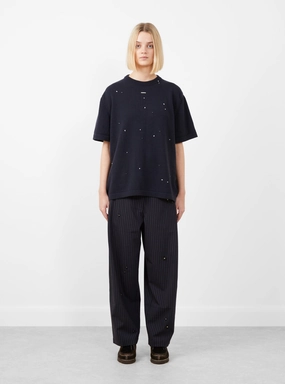 Merino Wool Beaded T-Shirt Navy