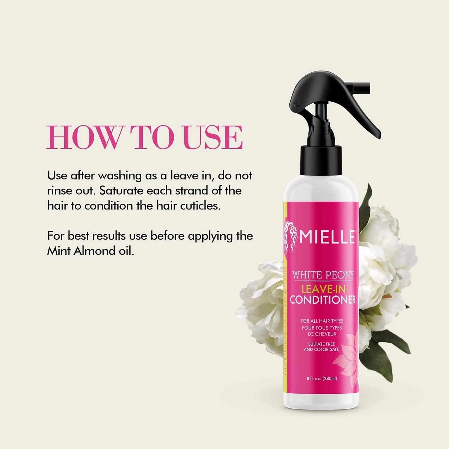 Mielle White Peony Leave-In Conditioner For All Hair Types - 8 oz