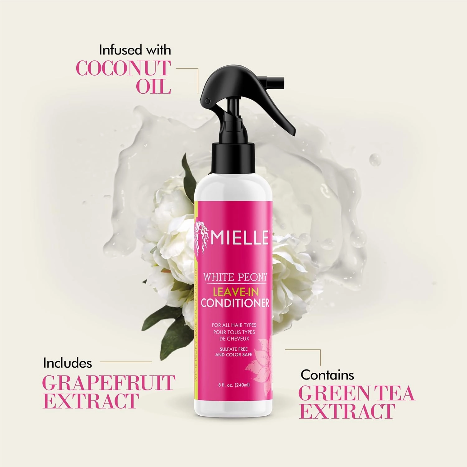 Mielle White Peony Leave-In Conditioner For All Hair Types - 8 oz