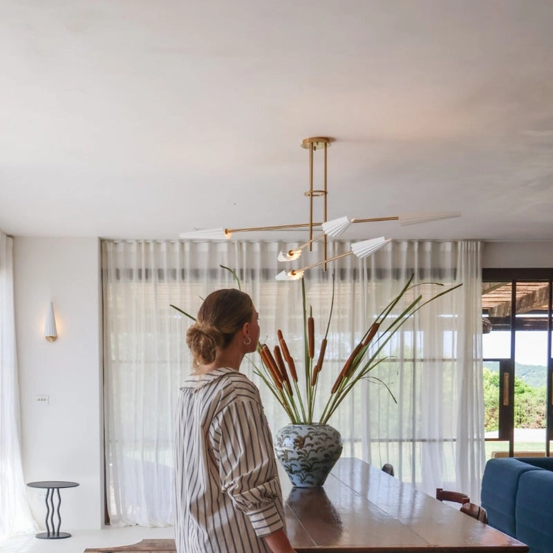 Modern Corrugated Steel Chandelier