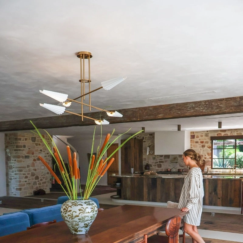 Modern Corrugated Steel Chandelier