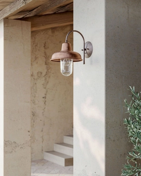 Modern Italian Brass & Copper Outdoor Wall Light