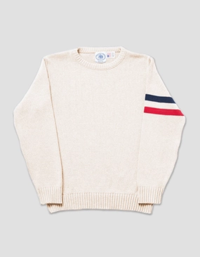 NATURAL SLEEVE STRIPE COTTON SWEATER