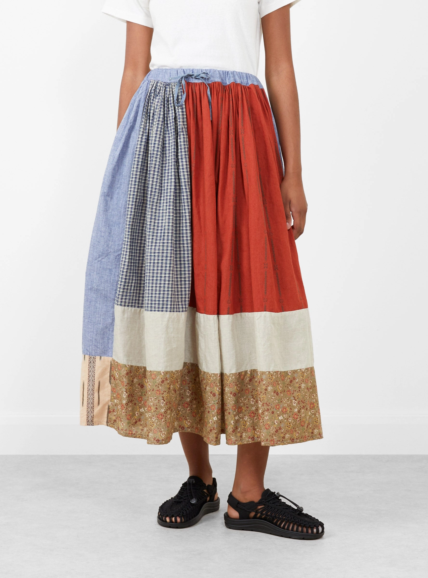 Patchwork Gathered Skirt Red Mix