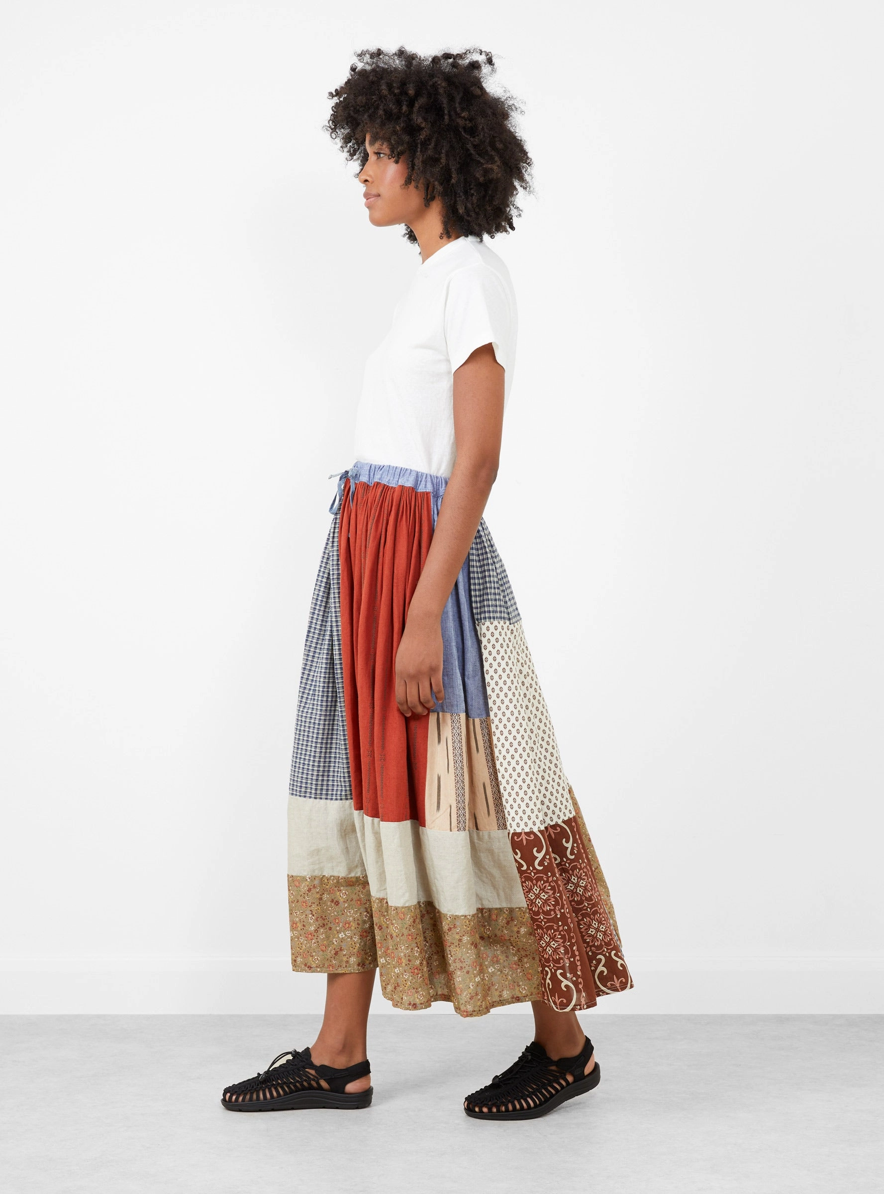 Patchwork Gathered Skirt Red Mix
