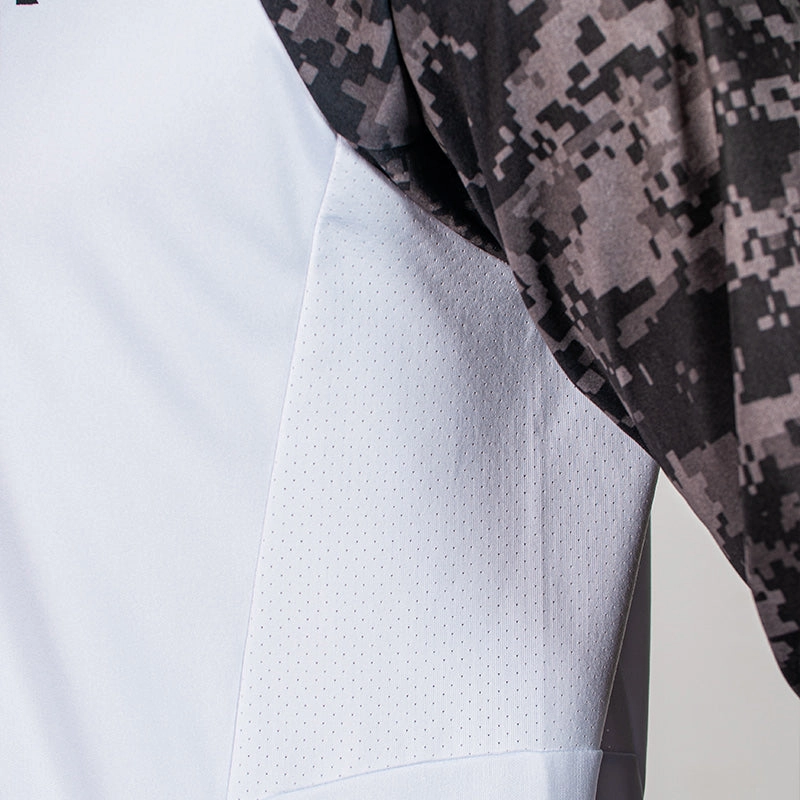 Performance Long Sleeve Shirt | White | Blackout Digi Camo | SA Shield