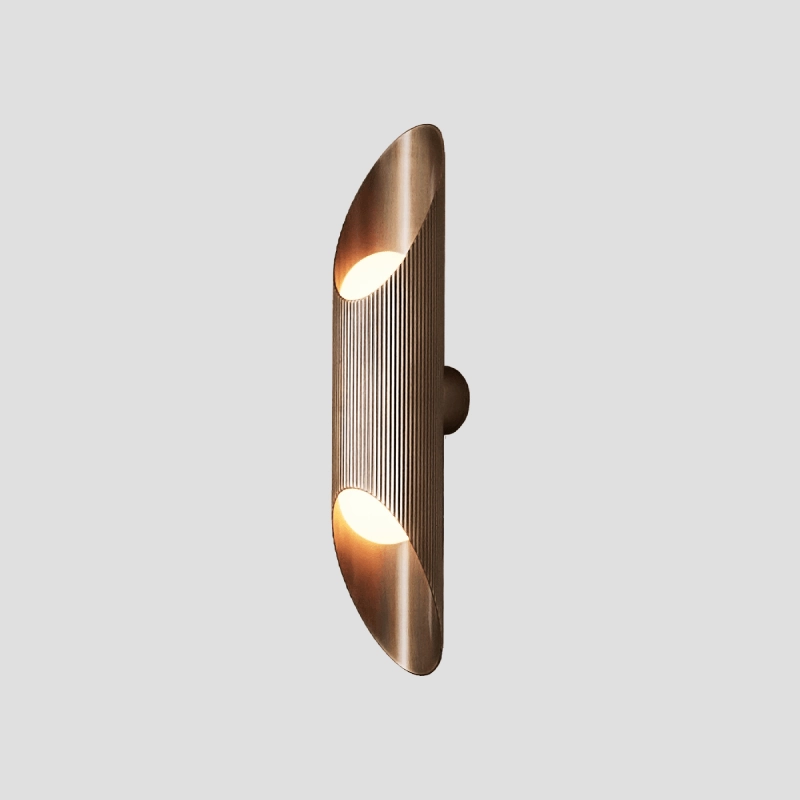 Reeded Brass Up and Down Wall Light