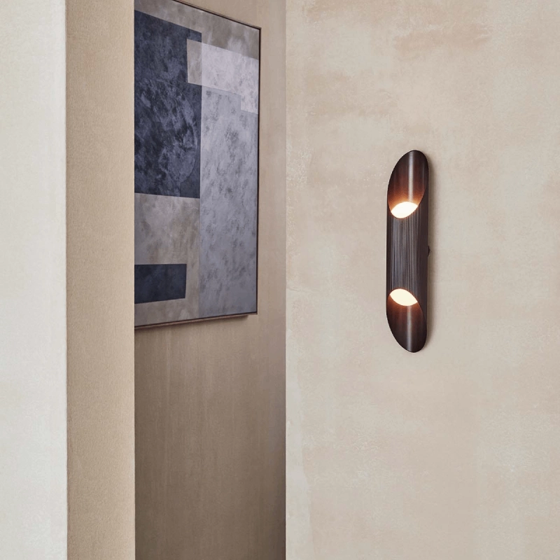 Reeded Brass Up and Down Wall Light