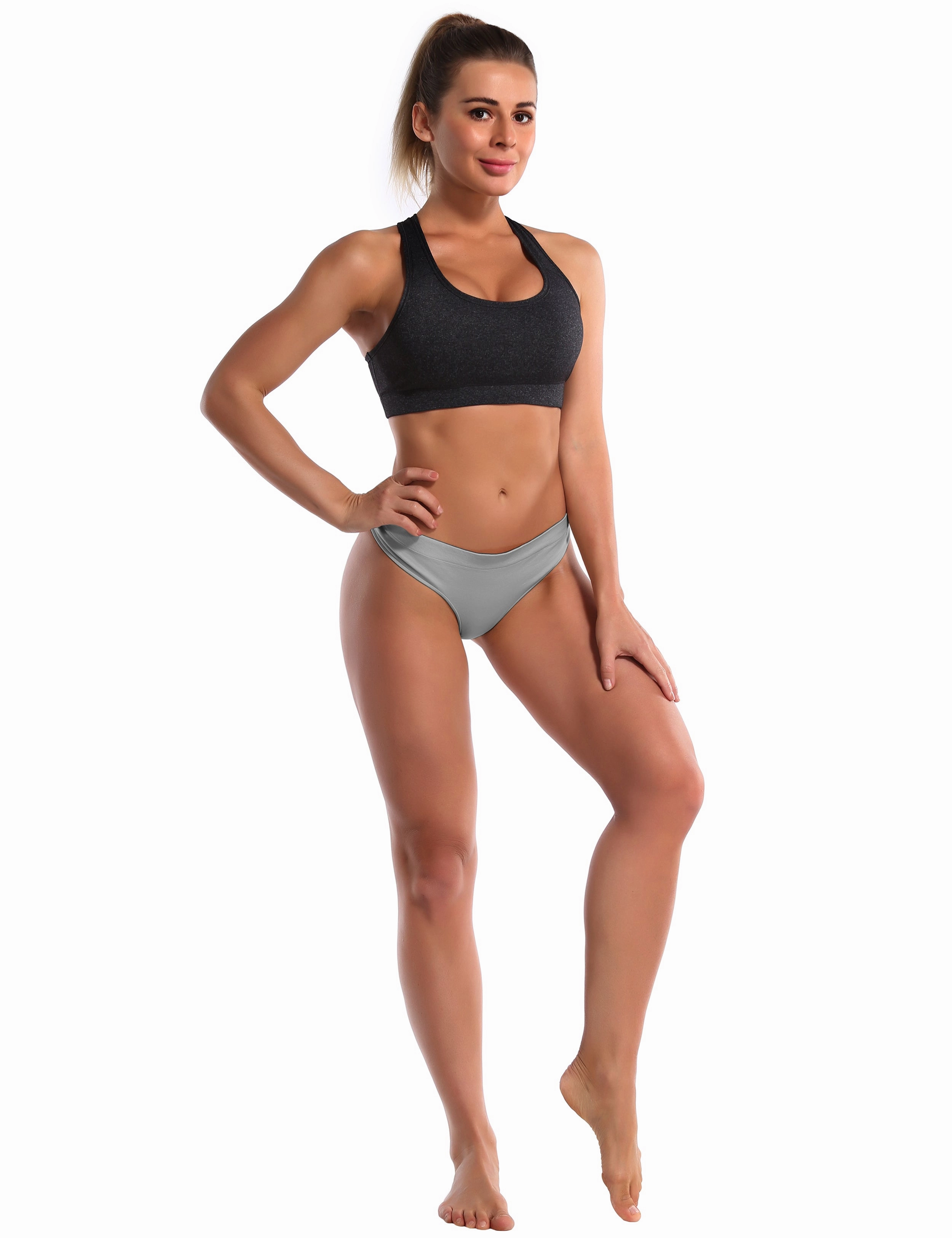 Seamless Sports Thongs Underwear gray_Plus Size