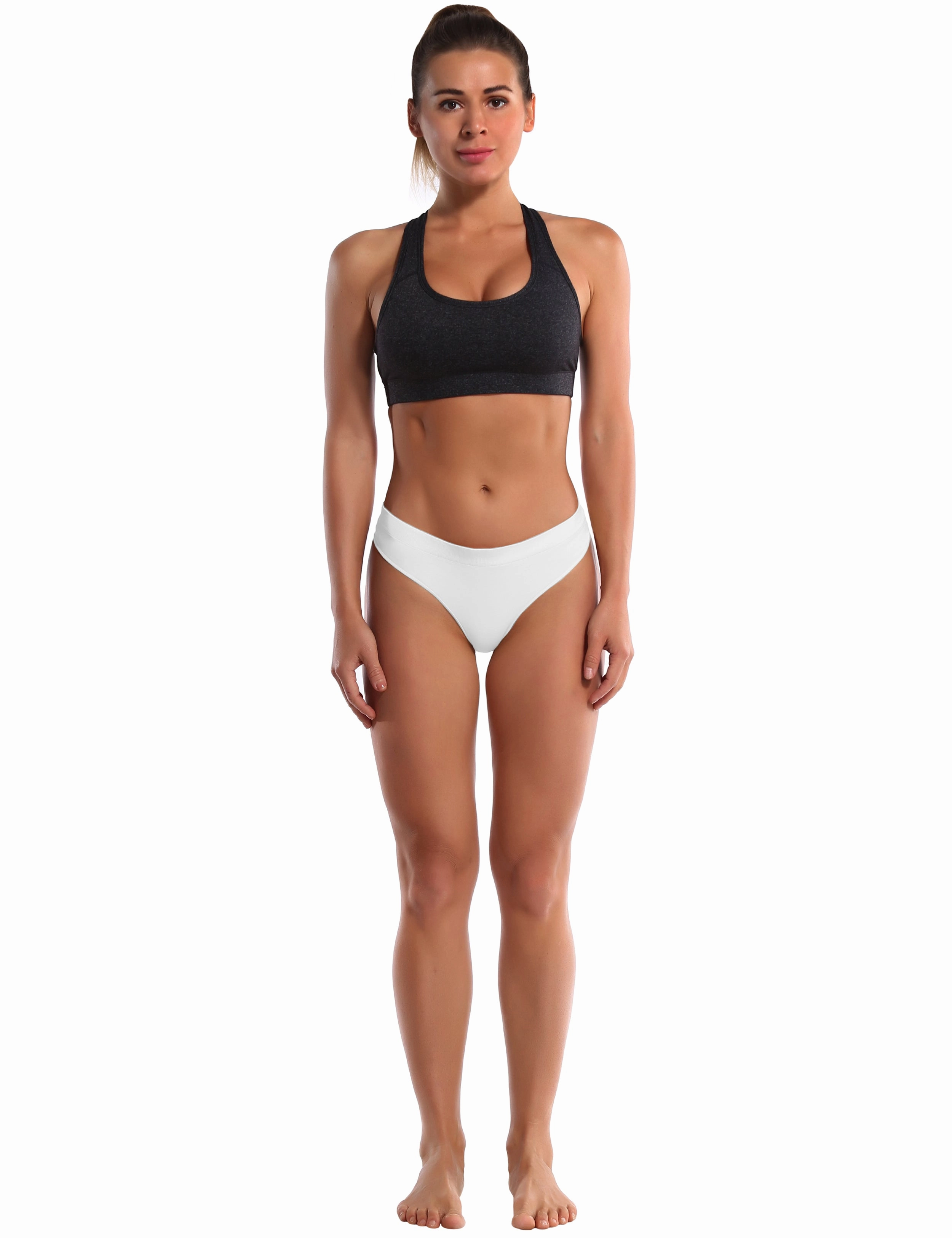 Seamless Sports Thongs Underwear white_Tall Size