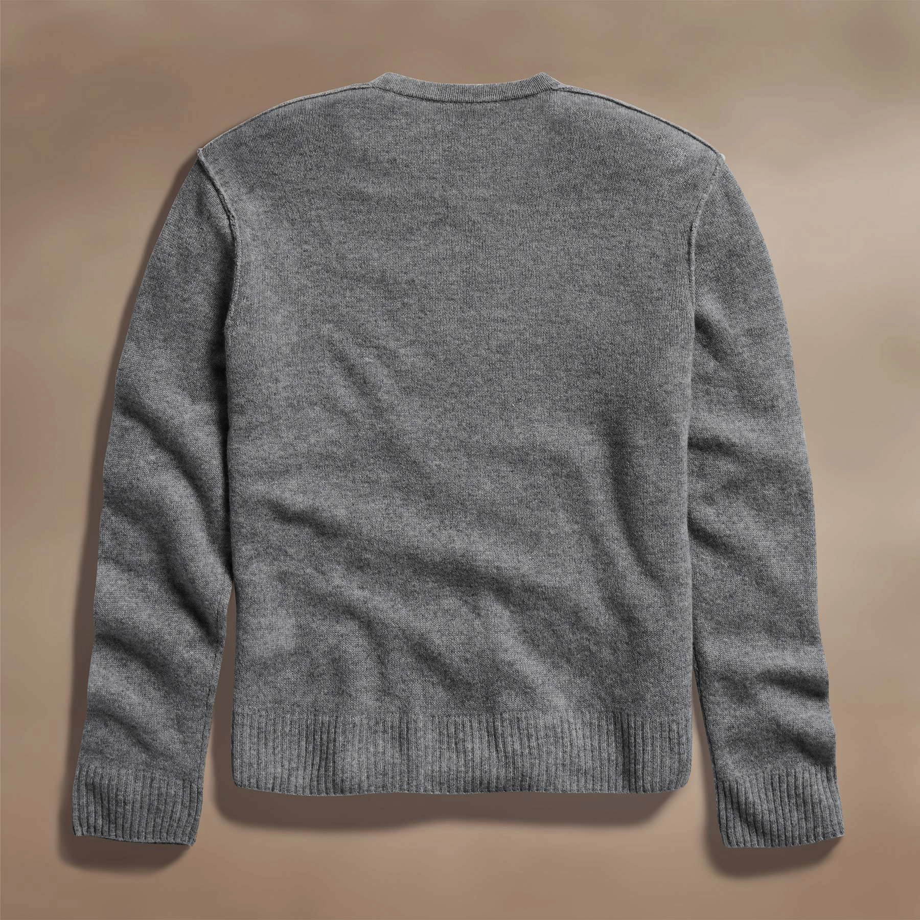 Soft Featherweight Cashmere V Neck - Mid Heather Grey