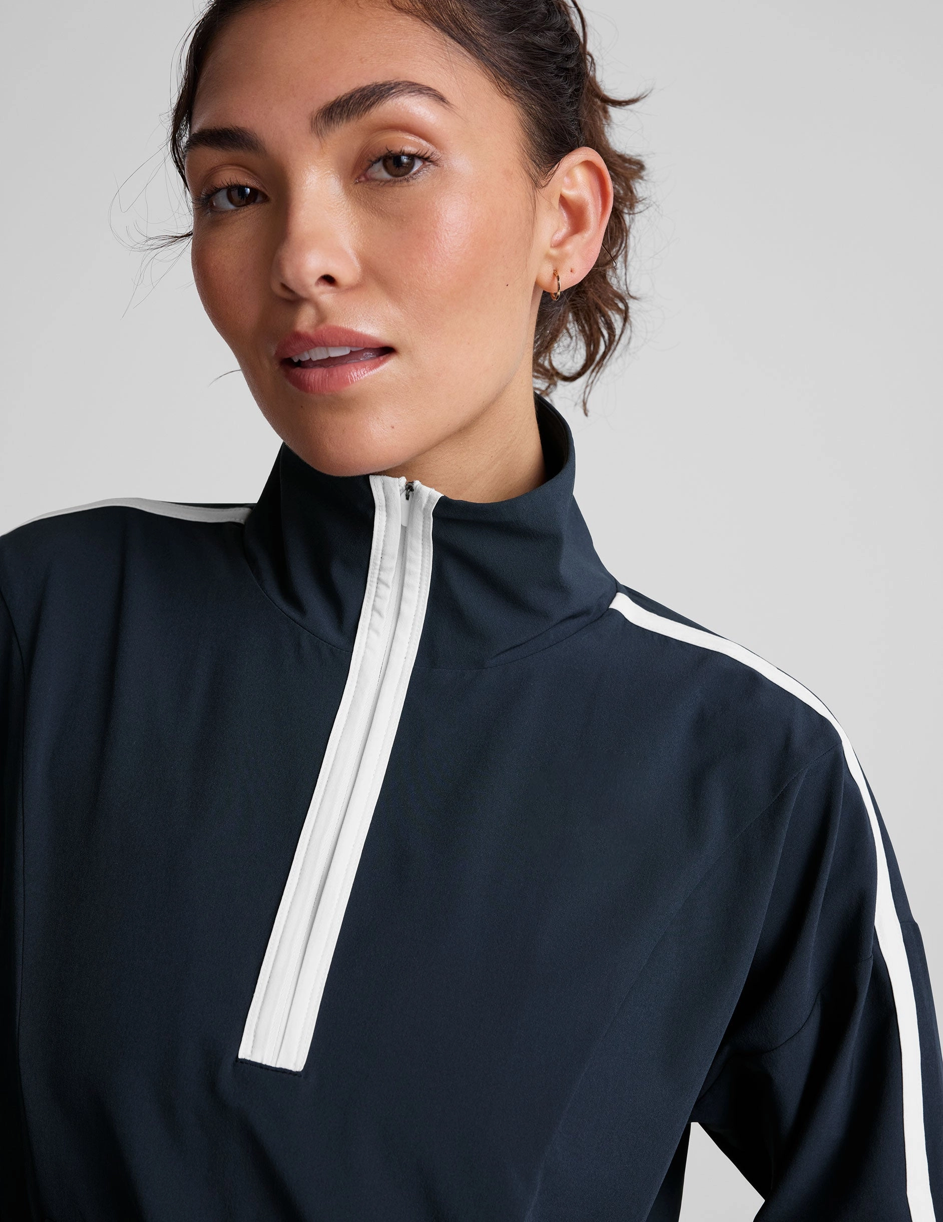 Stretch Woven Course Contrast Half Zip Pullover