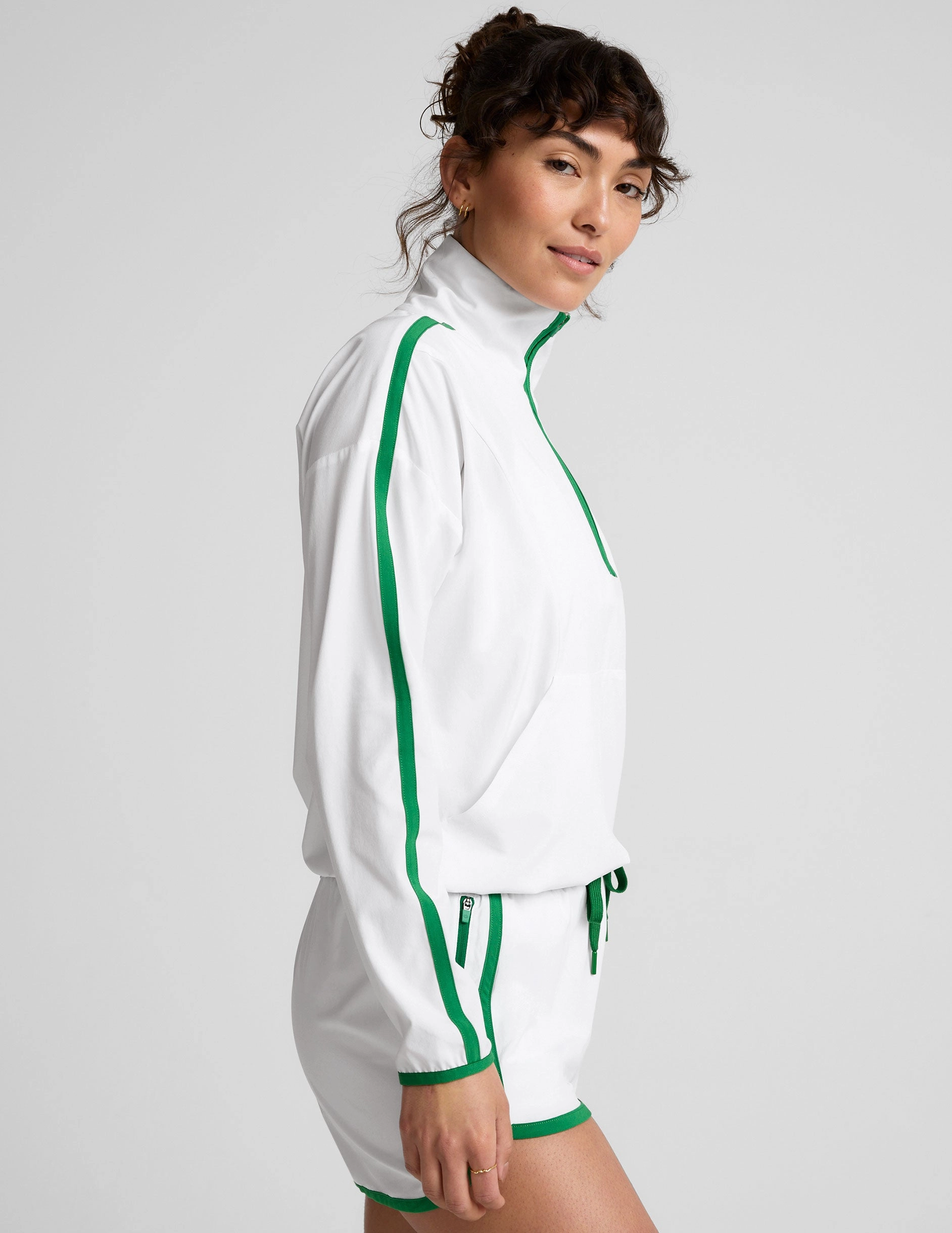 Stretch Woven Course Contrast Half Zip Pullover