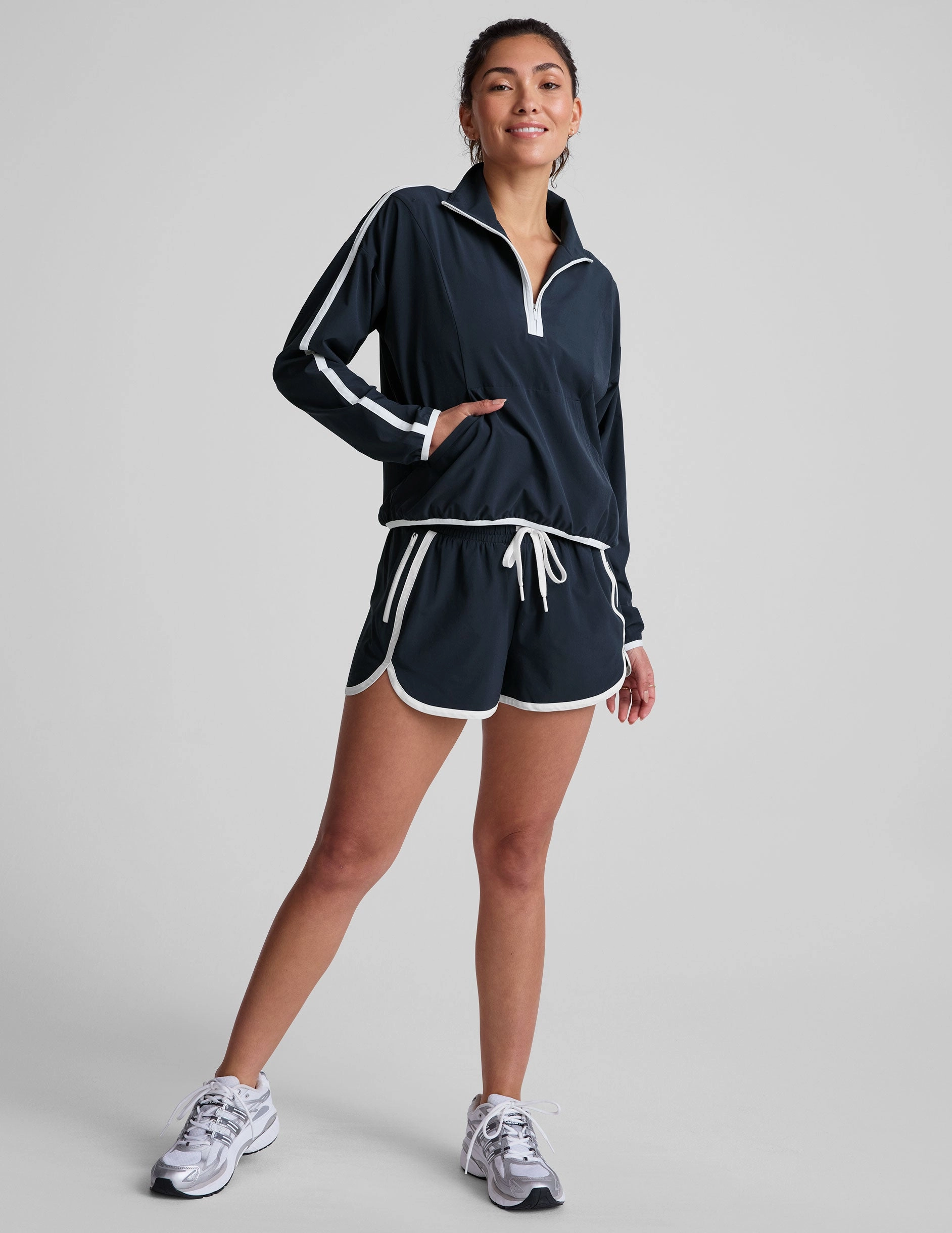 Stretch Woven Course Contrast Half Zip Pullover