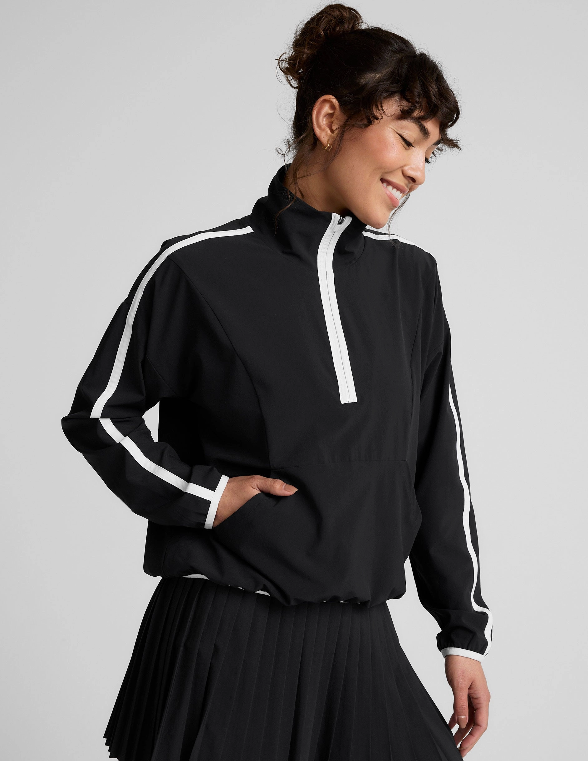 Stretch Woven Course Contrast Half Zip Pullover
