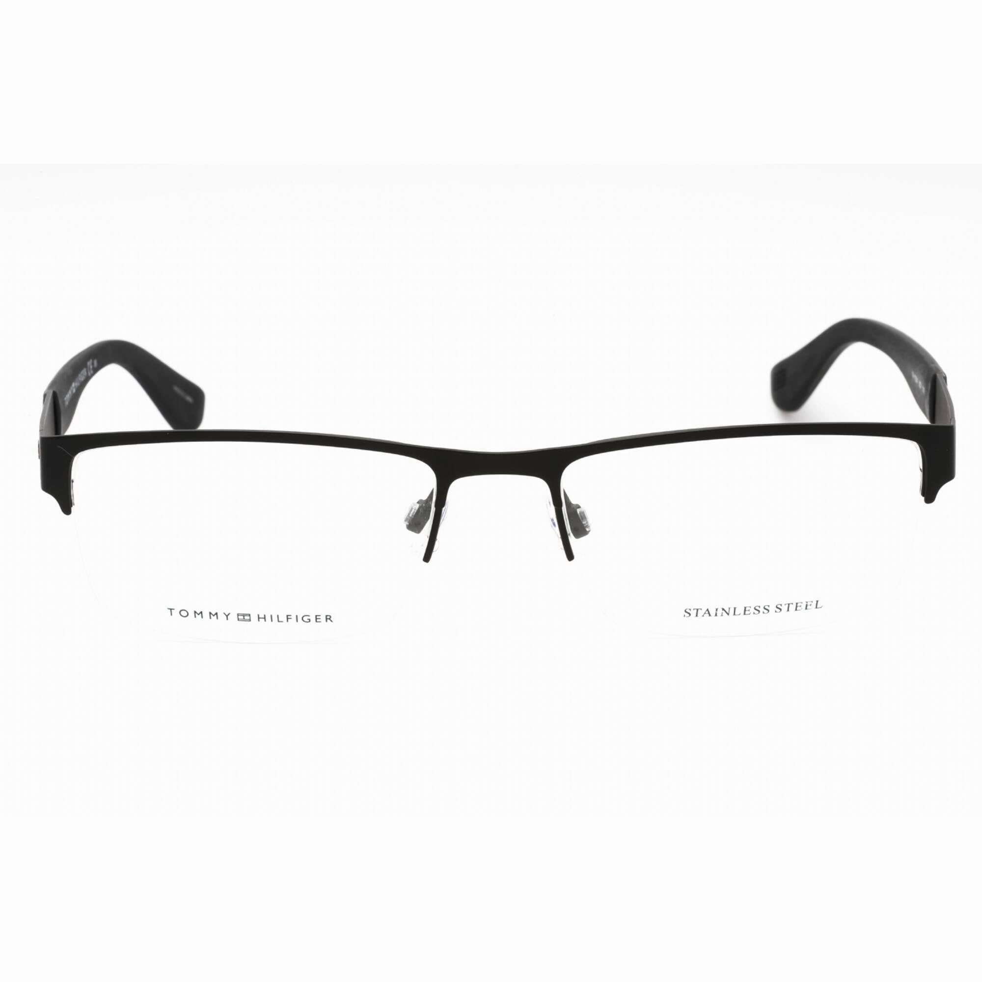 Tommy Hilfiger Men's Eyeglasses - Matte Black Half Rim Metal Frame | Th 1524 0003 00