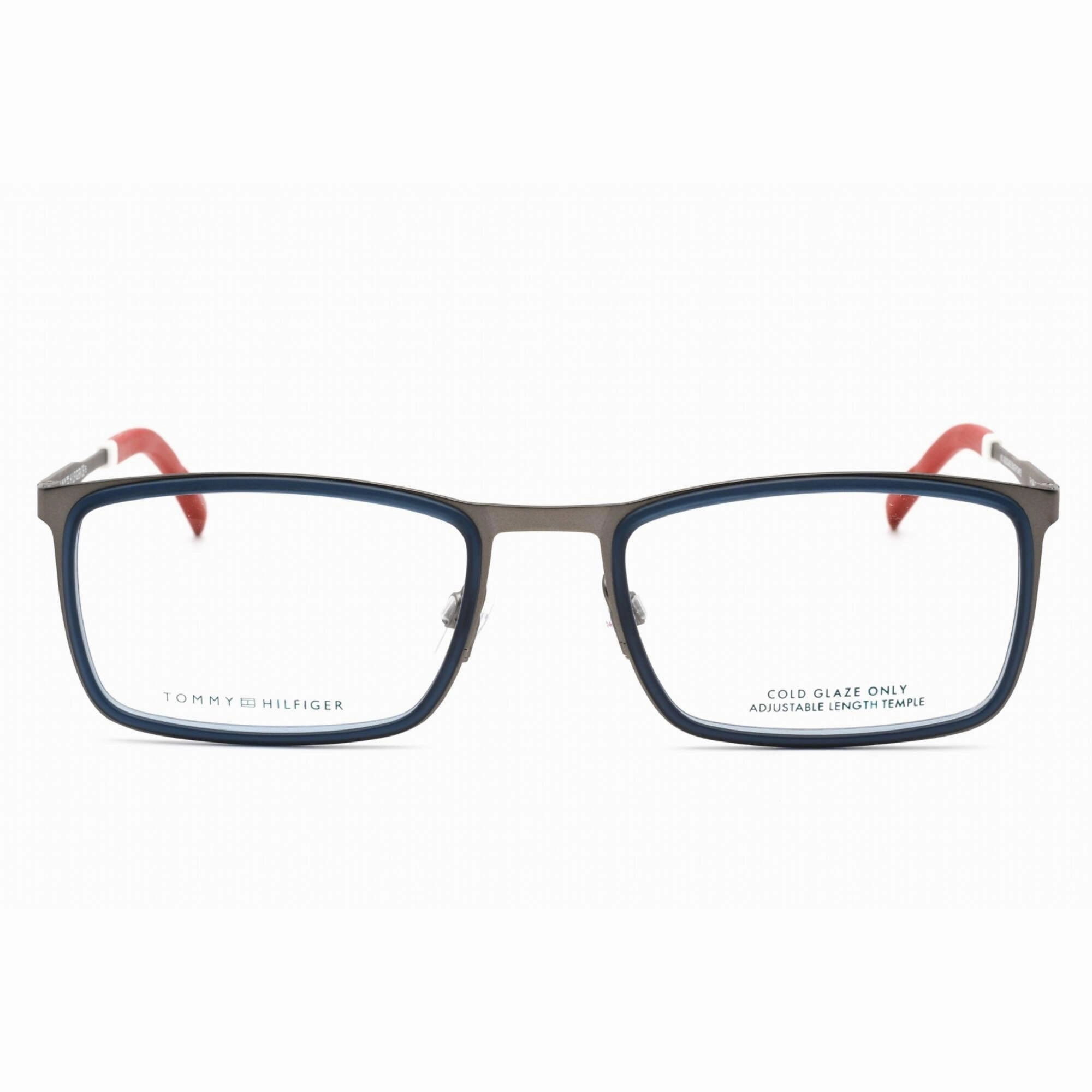 Tommy Hilfiger Men's Eyeglasses - Matte Blue Grey Rectangular Clear Lens | TH 1844 FLL