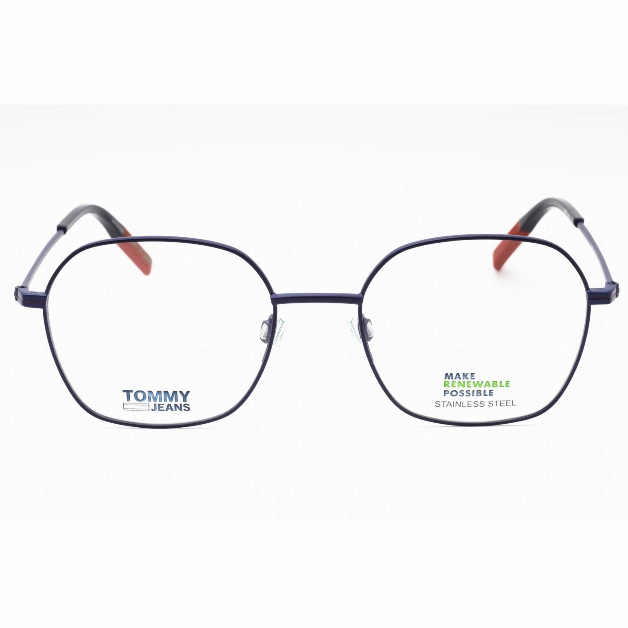 Tommy Hilfiger Men's Eyeglasses - Matte Blue Red Metal Square Frame | TJ 0014 WIR