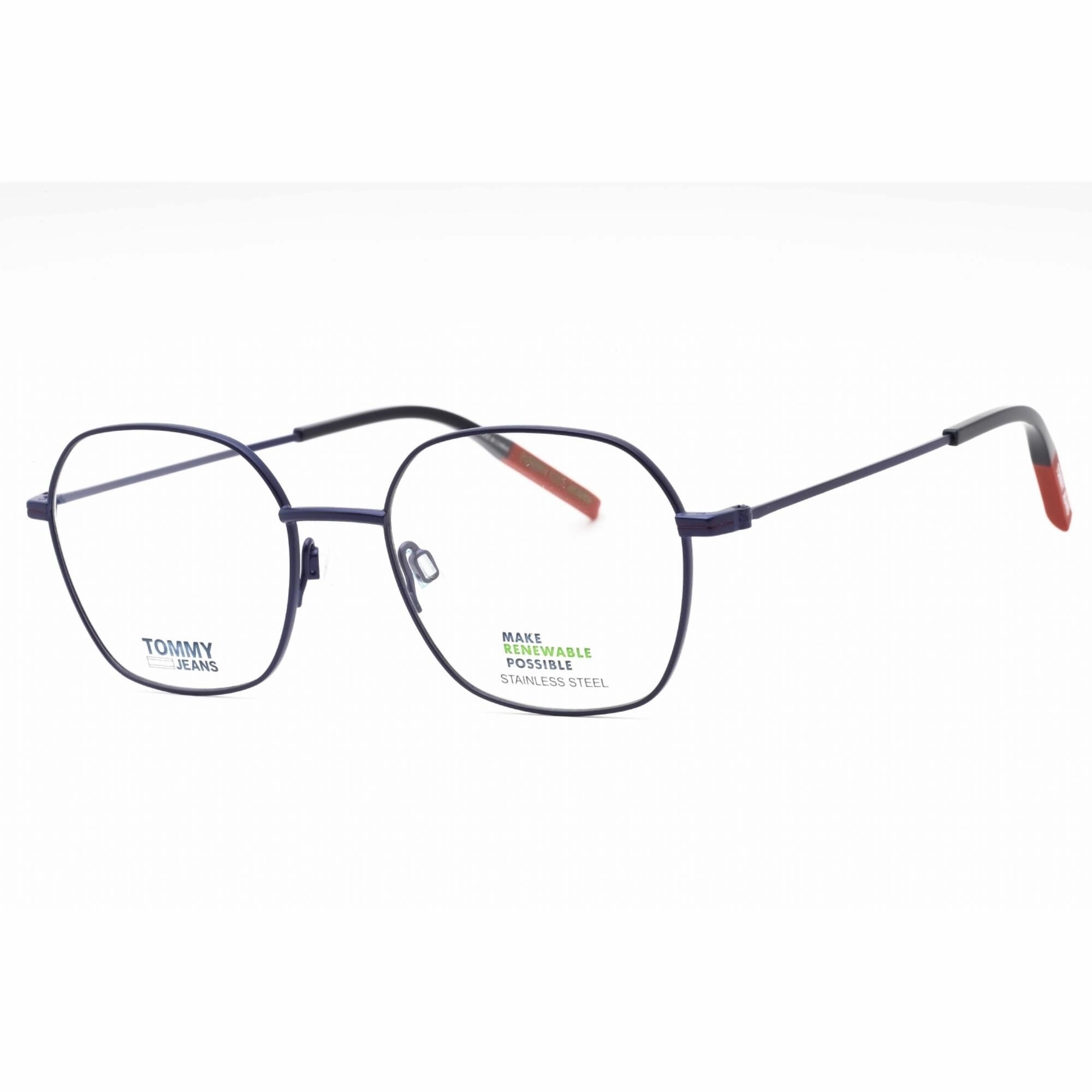 Tommy Hilfiger Men's Eyeglasses - Matte Blue Red Metal Square Frame | TJ 0014 WIR