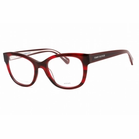 Tommy Hilfiger Women's Eyeglasses - Red Horn Cat Eye Plastic Frame | TH 1864 0573 00
