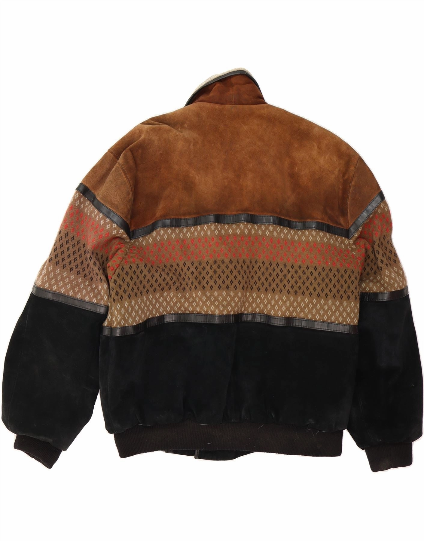 VINTAGE Mens Loose Fit Shearling Jacket IT 50 Large Brown Colourblock