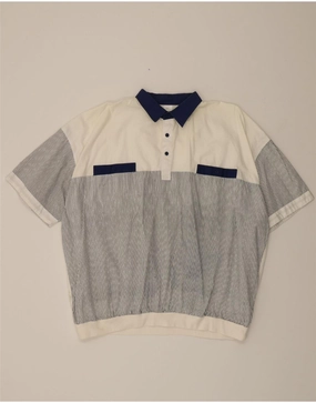 VINTAGE Mens Loose Fit Short Sleeve Pullover Shirt 2XL Grey Pinstripe