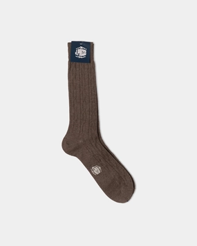 WOOL CABLE  SOCKS - LIGHT BROWN